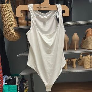 Lululemon White Sleeveless Fitted Bodysuit